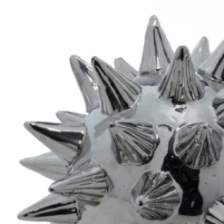 Set Of 3 Modern Ceramic Spiked Star Figurine Silver - Olivia & May -Olivia & May GUEST 9abd2d77 c6e7 46be 9451 56c74a3a00ee