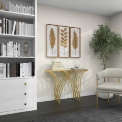 Metal And Mirror Art Deco Console Table Gold - Olivia & May -Olivia & May GUEST 9acaebb9 1b4b 4eec b3fb 4a5b5f25668f