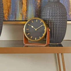 Stainless Steel Clock With Leather Stand - Olivia & May