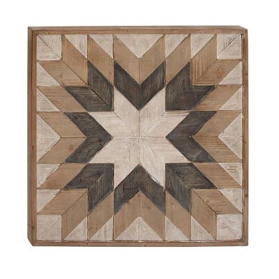 30" X 30" Wood Geometric Handmade Southwestern Wall Decor Brown - Olivia & May 5 30" X 30" Wood Geometric Handmade Southwestern Wall Decor Brown - Olivia & May - Image 3