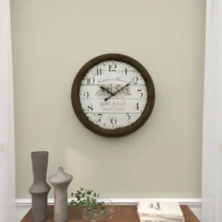 Metal Wall Clock With Bordeaux White - Olivia & May -Olivia & May GUEST 9b30154e 2f89 49e5 97d0 bf4cdf74bb7d