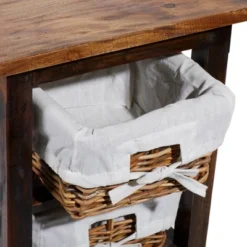 Small Wood Shelf With Basket Drawers Dark Brown - Olivia & May -Olivia & May GUEST 9b5b61d7 bc29 49e3 98c1 efaa4a2edcca