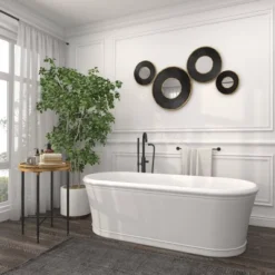 Metal Wall Mirror With Fluted Frame Black - Olivia & May -Olivia & May GUEST 9bc9f73d 1e42 4e98 a336 22dd0e8f9a3c