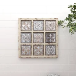 Metal Scroll Wall Decor With Embossed Details Beige - Olivia & May -Olivia & May GUEST 9be6c2ab 7ced 4070 bd94 7e6ba27c65e8