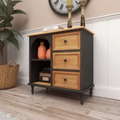 Farmhouse Wood Cabinet Black - Olivia & May -Olivia & May GUEST 9c00912e a6b7 41df a5f5 fee2c06e42e1