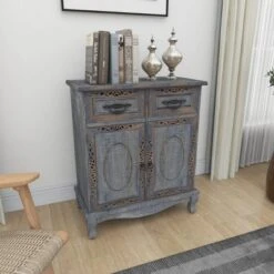 Vintage Wood Cabinet Gray - Olivia & May -Olivia & May GUEST 9c5108b0 fd75 4b6b b9b6 2b6da4558f29
