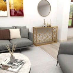 Rectangular Traditional Modern Metal Console Table Gold - Olivia & May -Olivia & May GUEST 9cc3ea89 c5e1 4e14 bc2d 481a66d3ba69