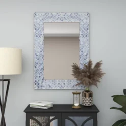 Wood Quatrefoil Wall Mirror Blue - Olivia & May -Olivia & May GUEST 9d97a2f9 1f69 4634 9414 6ad814adb951