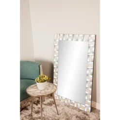Wood Geometric Wall Mirror Silver - Olivia & May