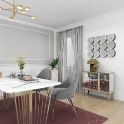 Glam Mirrored Rectangular Storage Cabinet Silver - Olivia & May -Olivia & May GUEST 9e4df148 52d3 4a3d 9309 f97045e94d65