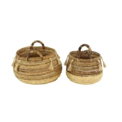 2pk Large Round Leaf Storage Baskets Natural/Beige - Olivia & May -Olivia & May GUEST 9e636d19 cb2f 4d4f 8761 1a3a4a88ab9b