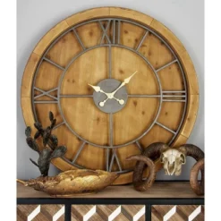 Mediterranean Wood Wall Clock Brown - Olivia & May -Olivia & May GUEST 9e994eaf 9359 4538 92c6 308b132b137c