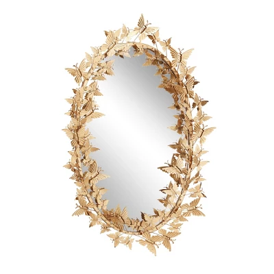Glam Metal Butterfly Wall Mirror Gold - Olivia & May 8 Glam Metal Butterfly Wall Mirror Gold - Olivia & May - Image 6