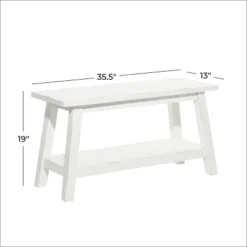 Farmhouse Solid Wood Bench White - Olivia & May -Olivia & May GUEST 9f2fa561 7b29 459c 8665 37e1d8b98bfa