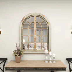 48" X 37" Farmhouse Classic Arched Window Design Decorative Wall Mirror - Olivia & May -Olivia & May GUEST 9f432602 87ba 4c42 ad94 bc13c7f86094