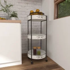 34 X 16 Farmhouse Metal Storage Cart White - Olivia & May -Olivia & May GUEST 9f508d6b af00 4cb6 95b7 67c491b264bf