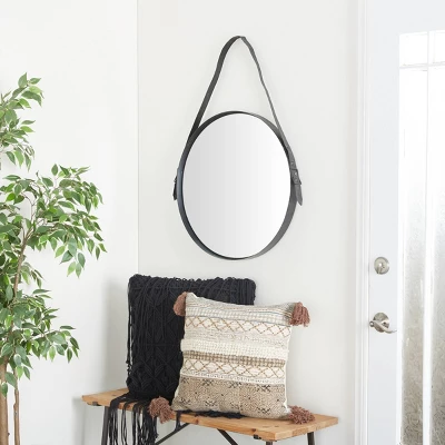 Industrial Metal Round Wall Mirror Black - Olivia & May 4 Industrial Metal Round Wall Mirror Black - Olivia & May - Image 2