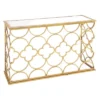 Metal And Mirror Quatrefoil Pattern Console Table Gold - Olivia & May -Olivia & May GUEST a0024a61 6480 4abc afa6 a3de01cbe712
