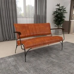 Vintage Leather Loveseat Brown - Olivia & May -Olivia & May GUEST a01893ae e204 4d6f 84eb 5aa0ad3f7887