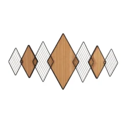 22" X 42" Bamboo Geometric Overlapping Diamond Wall Decor With Metal Wire Brown - Olivia & May -Olivia & May GUEST a02f7eeb 06a1 4606 bb22 7fed6685e1e0