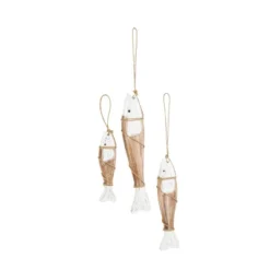 Olivia & May Set Of 3 Wood Fish Wall Decors: Coastal Style, Handcrafted, Vertical Display -Olivia & May GUEST a068798c f091 4cfa 825b 56eb0a1294d0