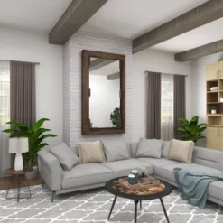 Rustic Wood Wall Mirror Dark Brown - Olivia & May -Olivia & May GUEST a070bf14 1d86 4f71 aed4 c1436b72afe1