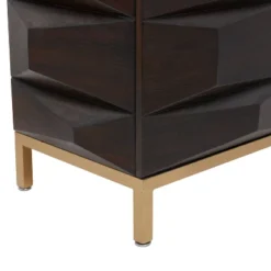 Contemporary Bold Facet Carved Wood Side Cabinet Brown - Olivia & May -Olivia & May GUEST a0a86305 29cd 4825 86aa b32c687ba72b
