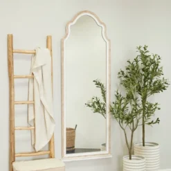 Wood Window Pane Inspired Wall Mirror With Arched Top Brown - Olivia & May -Olivia & May GUEST a0ee61d0 3d7e 4214 811a 058b4612f749