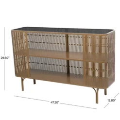 Olivia & May Metal Art Deco Inspired 1 Shelf Console Table With Black Glass Top Gold -Olivia & May GUEST a140e1e1 1112 4cc2 81fc 32635616ac0d