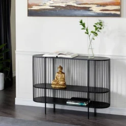 Contemporary Metal Console Table Black - Olivia & May