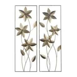 Set Of 2 Iron Metal Floral Wall Decors With Gold Frame - Olivia & May -Olivia & May GUEST a1e30526 f6b5 4388 8ec9 a738d59ac293