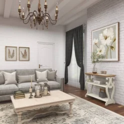 Farmhouse Wood Console Table Off White - Olivia & May -Olivia & May GUEST a22441c3 1ff6 4b9c a5ed df0bc9d70a61