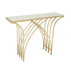 Metal And Mirror Art Deco Console Table Gold - Olivia & May -Olivia & May GUEST a2e9e6ac 3ea6 4a4c 8432 42305772ec84