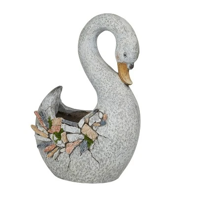 Olivia & May 11" Wide Traditional Duck Rectangular Fiberglass Planter Pot Gray 7 Olivia & May 11" Wide Traditional Duck Rectangular Fiberglass Planter Pot Gray - Image 5