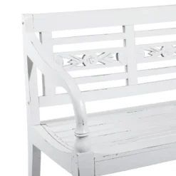 Farmhouse Mahogany Bench White - Olivia & May -Olivia & May GUEST a3141c5e e0ce 4b22 ae66 6809adadf5dd