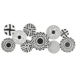 Metal Plate Wall Decor With Black Patterns Black - Olivia & May -Olivia & May GUEST a34c5d03 5d9f 45f9 a60b 23da296f7e59