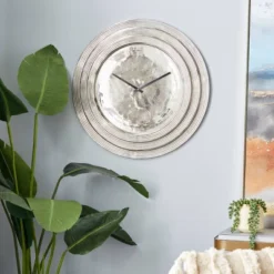 24" X 24" Round Aluminum Layered Rim Wall Clock - Olivia & May