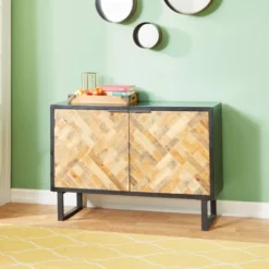 Rectangular Contemporary Mosaic Wood Cabinet Black - Olivia & May -Olivia & May GUEST a35cdef8 3995 4110 a62f 69eccd910bfd
