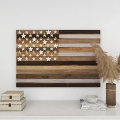 Wood American Flag Handmade Wall Decor Dark Brown - Olivia & May -Olivia & May GUEST a3a47c8d a8a2 4459 ae2d bbb507229b5a