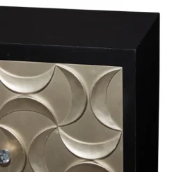 Modern Crescent Moon Pattern Wood Rectangle Cabinet Black - Olivia & May -Olivia & May GUEST a45c53c5 f9b6 4177 ad60 0d514e7bc5a2