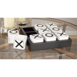 14" Contemporary Wooden Tic Tac Toe Sculpture Black - Olivia & May -Olivia & May GUEST a4d8cf4d 6582 4617 b987 c70043a6fe9a