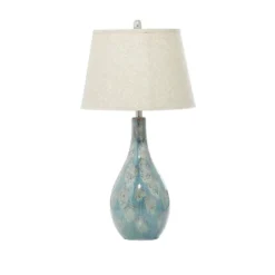 Ceramic Table Lamp With Drum Shade Set Of 2 Turquoise - Olivia & May