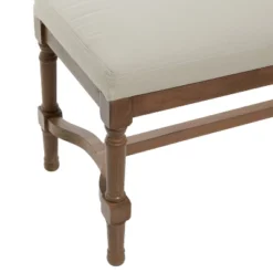 Traditional Linen Upholstered Wood Bench - Olivia & May -Olivia & May GUEST a5344d75 0504 4924 8639 08bfa89c904a