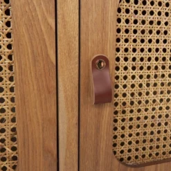 Olivia & May Wooden 3 Door Console Table With Cane Front Doors And Gray Metal Frame Brown: Entryway Furniture, No Assembly Required -Olivia & May GUEST a55839f6 398f 4c4f 8a4e ed7f75150b4e