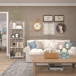 Jute Wall Clock With Rope Accents Beige - Olivia & May -Olivia & May GUEST a59c830a eae2 4c58 928c 5a831d422fff