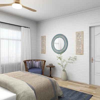 Wood Floral Carved Wall Mirror Beige - Olivia & May 6 Wood Floral Carved Wall Mirror Beige - Olivia & May - Image 4