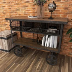 Industrial Metal Console Table Dark Black - Olivia & May -Olivia & May GUEST a64bf572 f163 4c8a a3e2 7785440578af