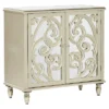 Glam Mirrored And Patterned Wood Cabinet Beige - Olivia & May