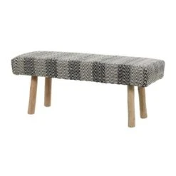 Bohemian Wood Cotton Upholstered Bench - Olivia & May