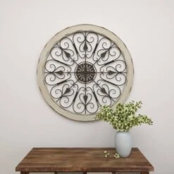 Wood Distressed Scroll Window Inspired Wall Decor With Metal Scrollwork Relief White - Olivia & May -Olivia & May GUEST a69fb75c 1450 433b b3d5 9ae02c8c0cb1